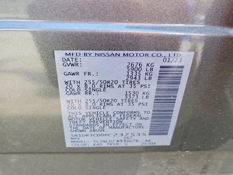 Продаж на аукціоні авто 2023 Nissan Pathfinder, vin: 5N1DR3CD0PC237535, номер лоту: 55424276