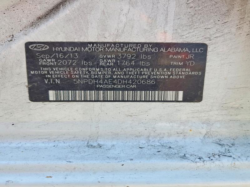 Продаж на аукціоні авто 2013 Hyundai Elantra, vin: 5NPDH4AE4DH420686, номер лоту: 56793526