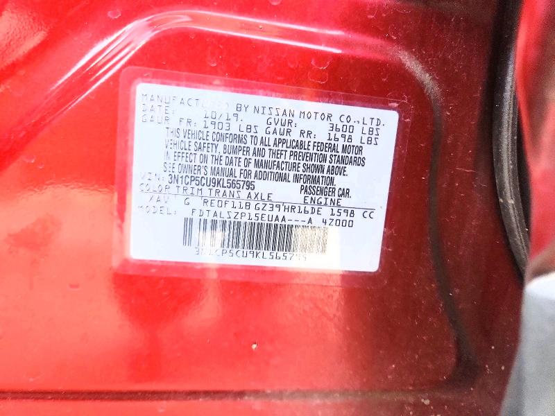 Aukcja sprzedaży 2019 Nissan Kicks, vin: 3N1CP5CU9KL565795, numer aukcji: 59096446