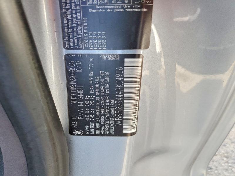 Продажа на аукционе авто 2004 Bmw M3, vin: WBSBR93444PK04906, номер лота: 58358096