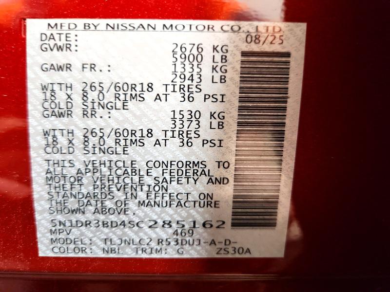 Aukcja sprzedaży 2025 Nissan Pathfinder, vin: 5N1DR3BD4SC285162, numer aukcji: 58606396