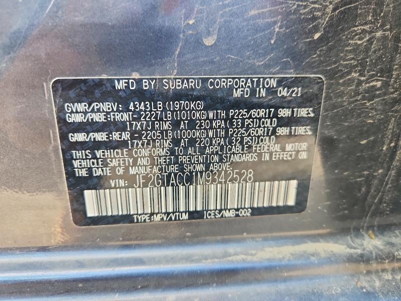 Продаж на аукціоні авто 2021 Subaru Crosstrek, vin: JF2GTACC1M9342528, номер лоту: 55588006