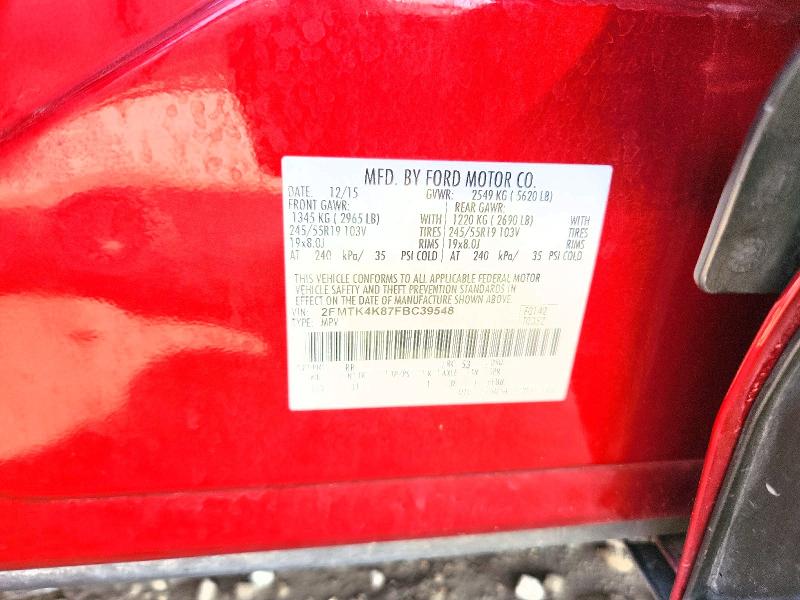 Продаж на аукціоні авто 2015 Ford Edge, vin: 2FMTK4K87FBC39548, номер лоту: 57503746