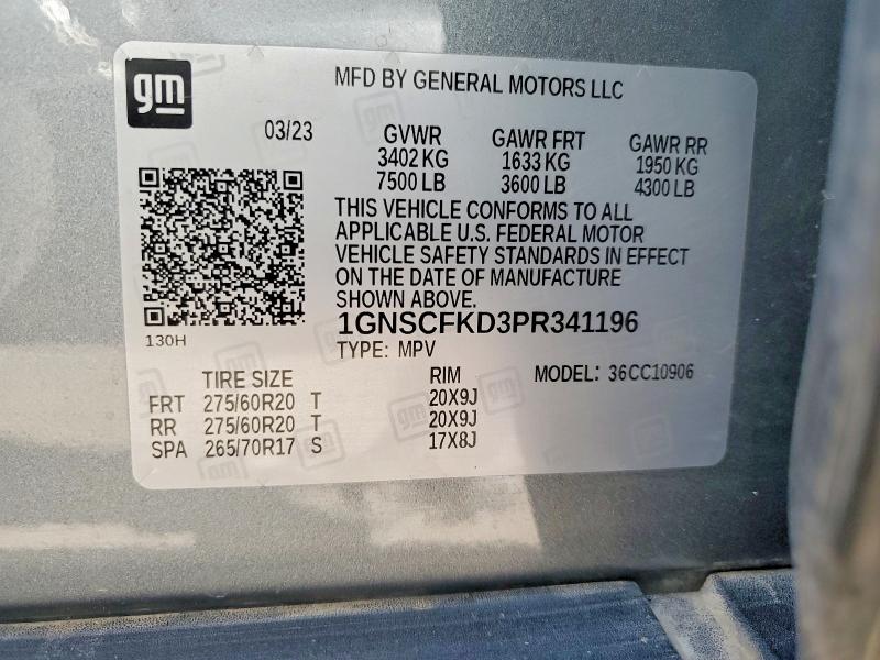 57156866 :رقم المزاد ، 1GNSCFKD3PR341196 vin ، 2023 Chevrolet Suburban مزاد بيع
