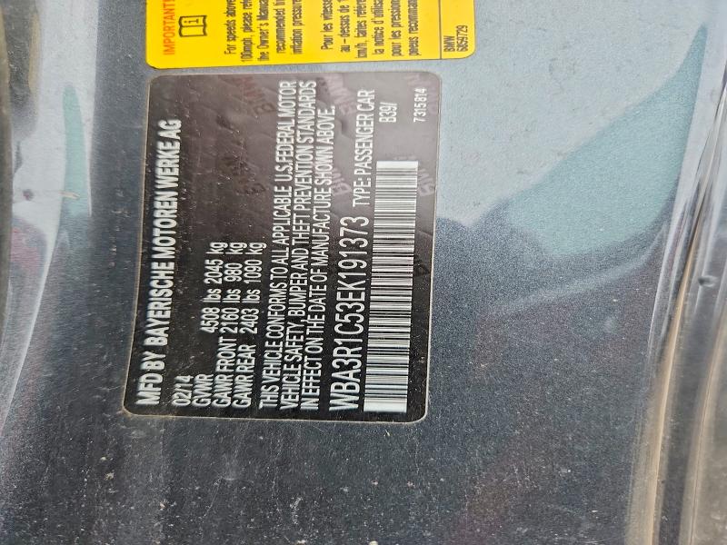 52304246 :رقم المزاد ، WBA3R1C53EK191373 vin ، 2014 Bmw 435 مزاد بيع