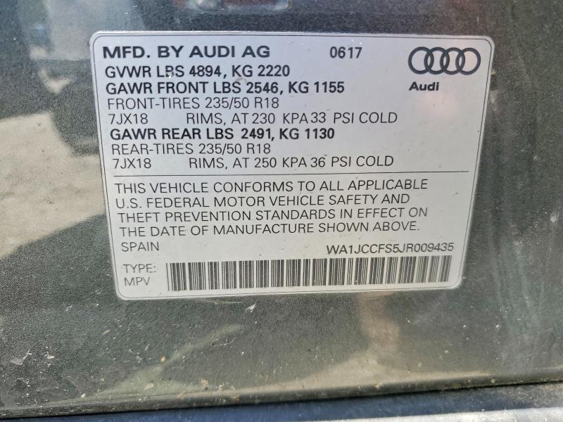 Продаж на аукціоні авто 2018 Audi Q3, vin: WA1JCCFS5JR009435, номер лоту: 55938096