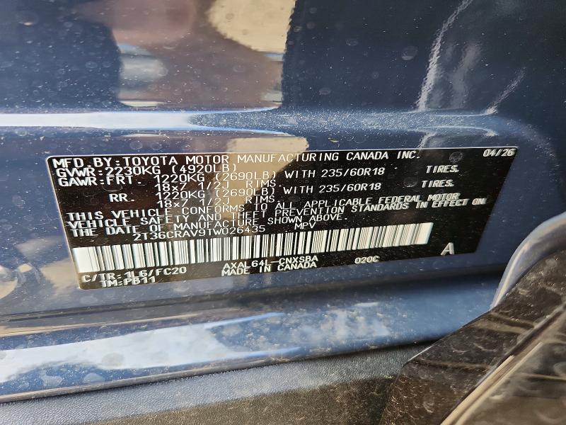 2026 Toyota Rav4 მანქანა იყიდება აუქციონზე, vin: 2T36CRAV9TW026435, აუქციონის ნომერი: 56229226