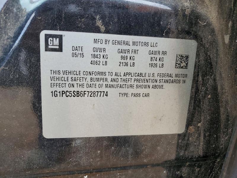58044566 :رقم المزاد ، 1G1PC5SB6F7287774 vin ، 2015 Chevrolet Cruze مزاد بيع