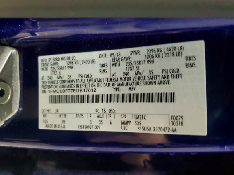 58742816 :رقم المزاد ، 1FMCU0F77EUB17012 vin ، 2014 Ford Escape مزاد بيع