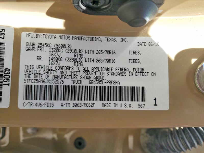 2018 Toyota Tacoma მანქანა იყიდება აუქციონზე, vin: 5TFCZ5AN6JX152576, აუქციონის ნომერი: 55062036