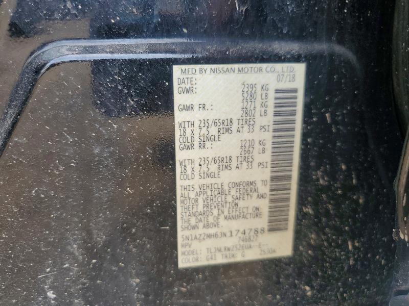 2018 Nissan Murano მანქანა იყიდება აუქციონზე, vin: 5N1AZ2MH6JN174788, აუქციონის ნომერი: 55707886