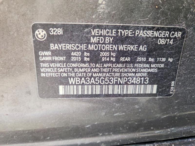 2015 Bmw 328 მანქანა იყიდება აუქციონზე, vin: WBA3A5G53FNP34813, აუქციონის ნომერი: 56767106