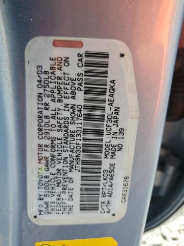 2003 Lexus Ls მანქანა იყიდება აუქციონზე, vin: JTHBN30F130117640, აუქციონის ნომერი: 58966006