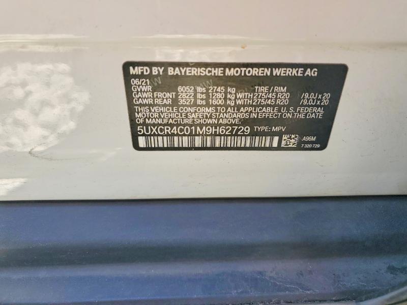 2021 Bmw X5 მანქანა იყიდება აუქციონზე, vin: 5UXCR4C01M9H62729, აუქციონის ნომერი: 57193346
