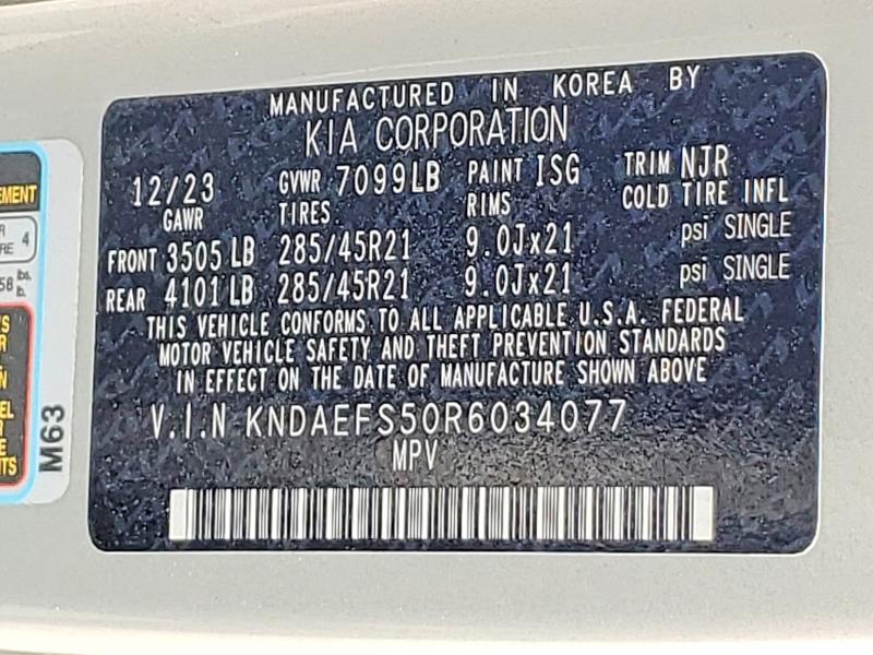 Продаж на аукціоні авто 2024 Kia Ev9, vin: KNDAEFS50R6034077, номер лоту: 85982515