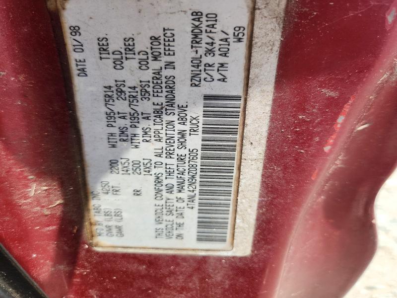 85619585 :رقم المزاد ، 4TANL42N9WZ087605 vin ، 1998 Toyota Tacoma مزاد بيع