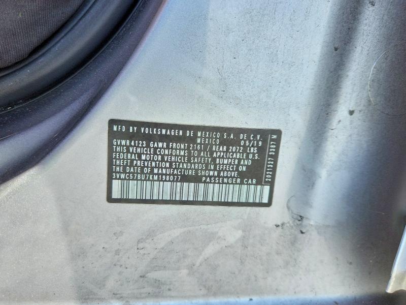 Продажа на аукционе авто 2019 Volkswagen Jetta, vin: 3VWC57BU7KM198077, номер лота: 55833116