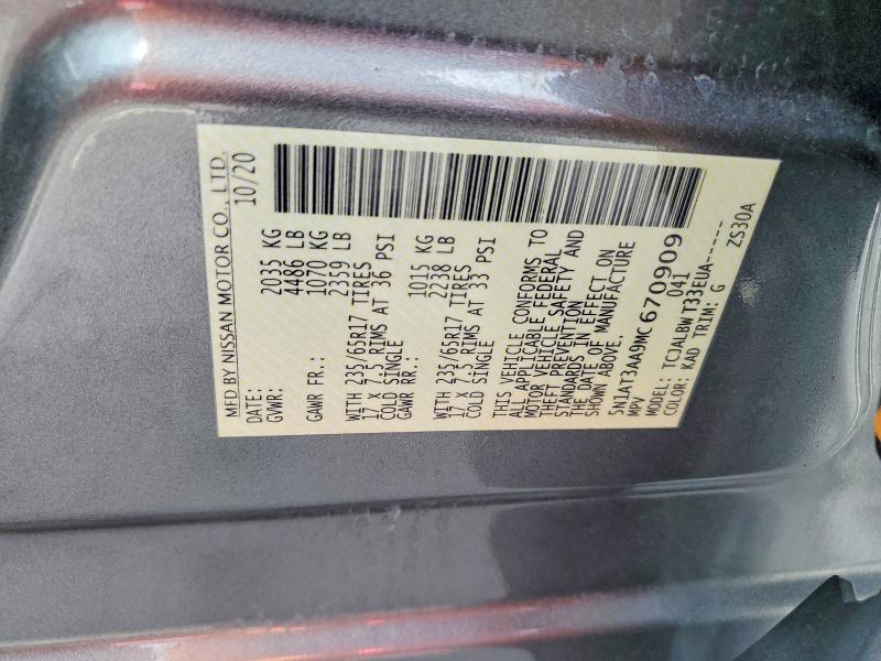 55729386 :رقم المزاد ، 5N1AT3AA9MC670909 vin ، 2021 Nissan Rogue مزاد بيع