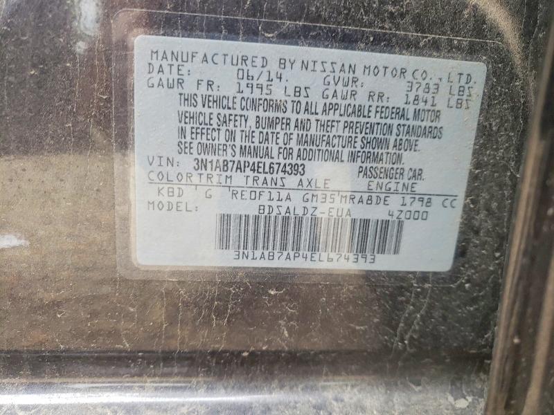 Aukcja sprzedaży 2014 Nissan Sentra, vin: 3N1AB7AP4EL674393, numer aukcji: 55668496