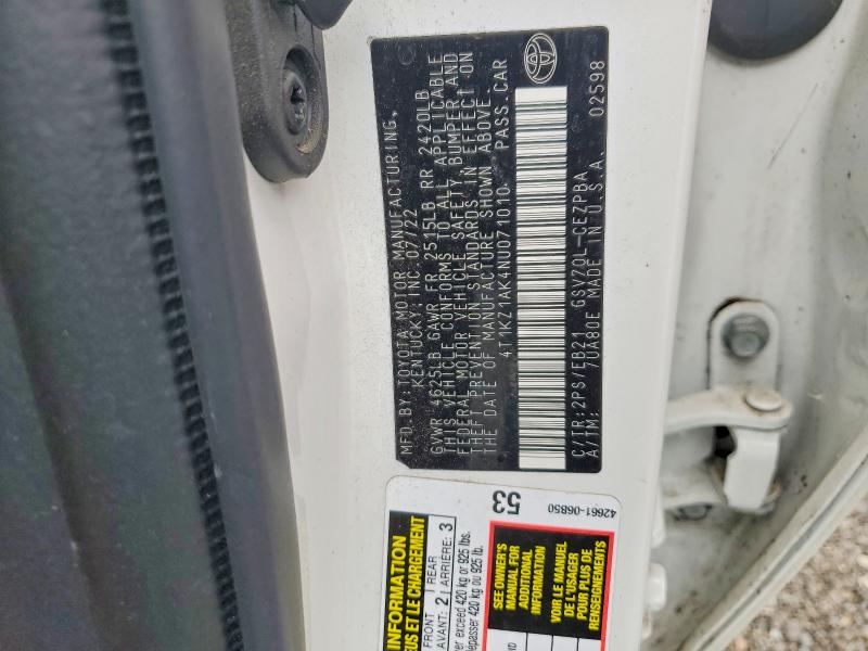 Aukcja sprzedaży 2022 Toyota Camry, vin: 4T1KZ1AK4NU071010, numer aukcji: 55041526