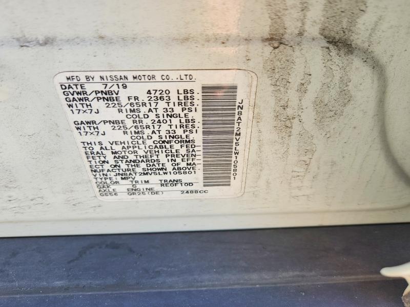 57117956 :رقم المزاد ، JN8AT2MV5LW105801 vin ، 2020 Nissan Rogue مزاد بيع