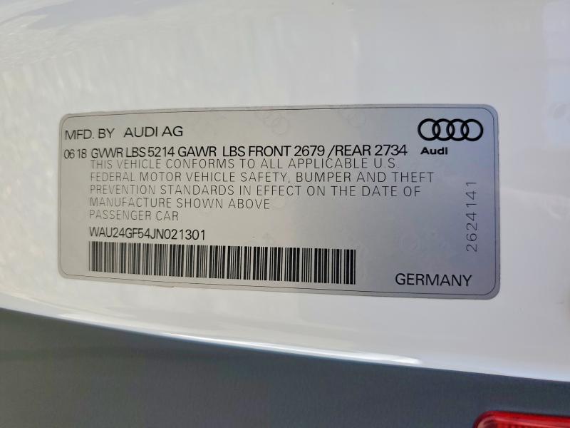 2018 Audi S5 მანქანა იყიდება აუქციონზე, vin: WAU24GF54JN021301, აუქციონის ნომერი: 58480196