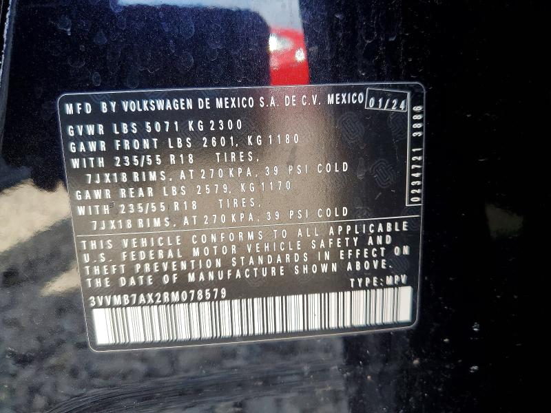 Aukcja sprzedaży 2024 Volkswagen Tiguan, vin: 3VVMB7AX2RM078579, numer aukcji: 55754116