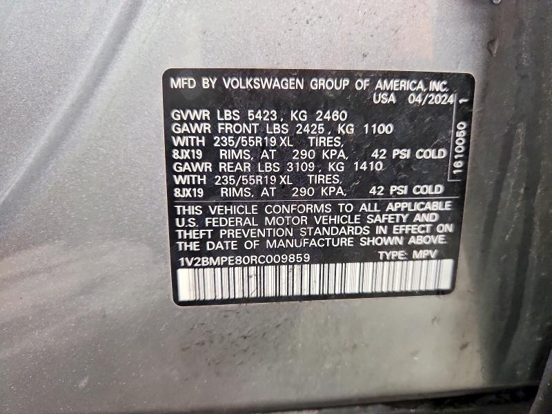 Aukcja sprzedaży 2024 Volkswagen Id.4, vin: 1V2BMPE80RC009859, numer aukcji: 57853066