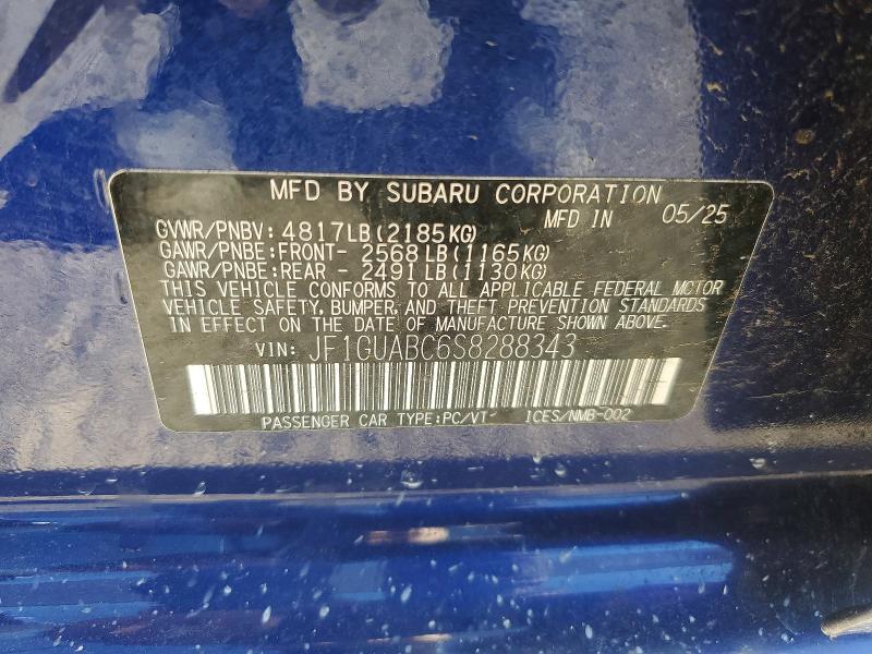 Aukcja sprzedaży 2025 Subaru Impreza, vin: JF1GUABC6S8288343, numer aukcji: 56334826