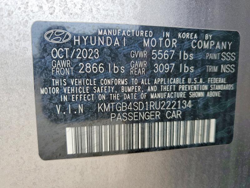 58380236 :رقم المزاد ، KMTGB4SD1RU222134 vin ، 2024 Genesis G80 مزاد بيع