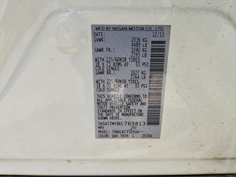 Aukcja sprzedaży 2014 Nissan Rogue, vin: 5N1AT2MT8EC769813, numer aukcji: 55003236