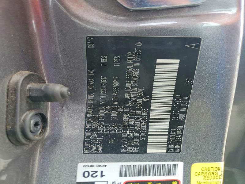 56398186 :رقم المزاد ، 5TDYZ3DC9HS891655 vin ، 2017 Toyota Sienna مزاد بيع