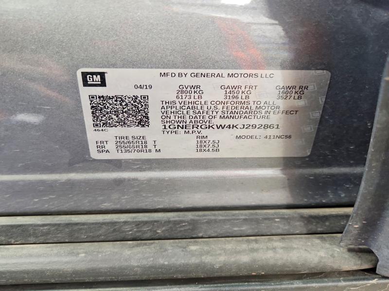 Aukcja sprzedaży 2019 Chevrolet Traverse, vin: 1GNERGKW4KJ292861, numer aukcji: 59290736