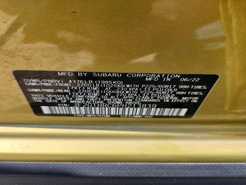 Продажа на аукционе авто 2023 Subaru Crosstrek, vin: JF2GTHRC6PH213839, номер лота: 56979406