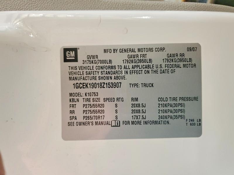 58967096 :رقم المزاد ، 1GCEK19018Z153907 vin ، 2008 Chevrolet Silverado مزاد بيع