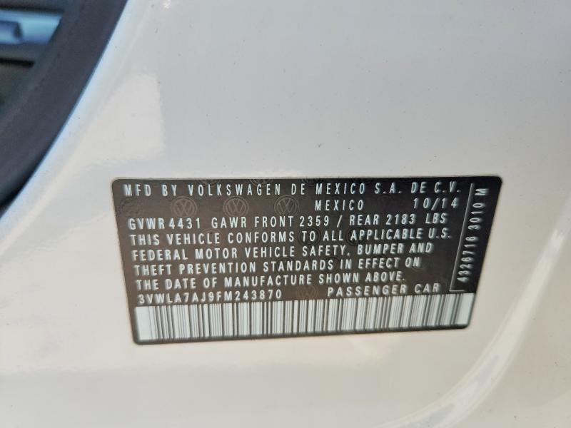 Продажа на аукционе авто 2015 Volkswagen Jetta, vin: 3VWLA7AJ9FM243870, номер лота: 59059056