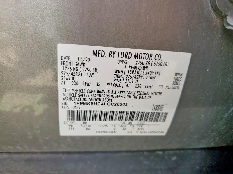 Продажа на аукционе авто 2020 Ford Explorer, vin: 1FM5K8HC4LGC26563, номер лота: 58884136
