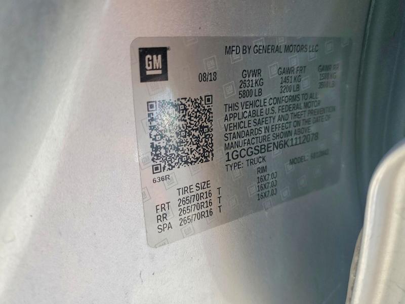 Aukcja sprzedaży 2019 Chevrolet Colorado, vin: 1GCGSBEN6K1112078, numer aukcji: 55683756