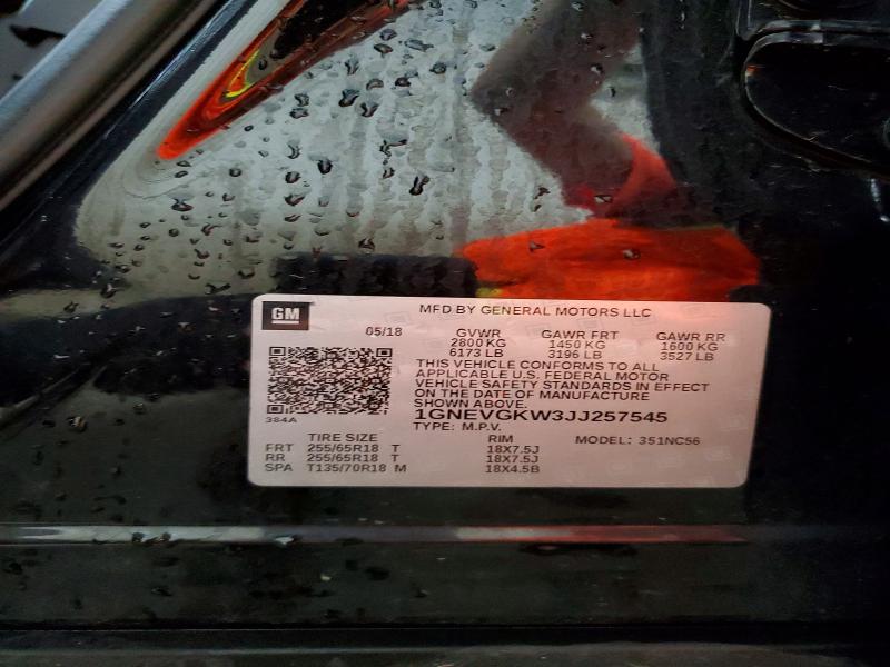 57378286 :رقم المزاد ، 1GNEVGKW3JJ257545 vin ، 2018 Chevrolet Traverse مزاد بيع