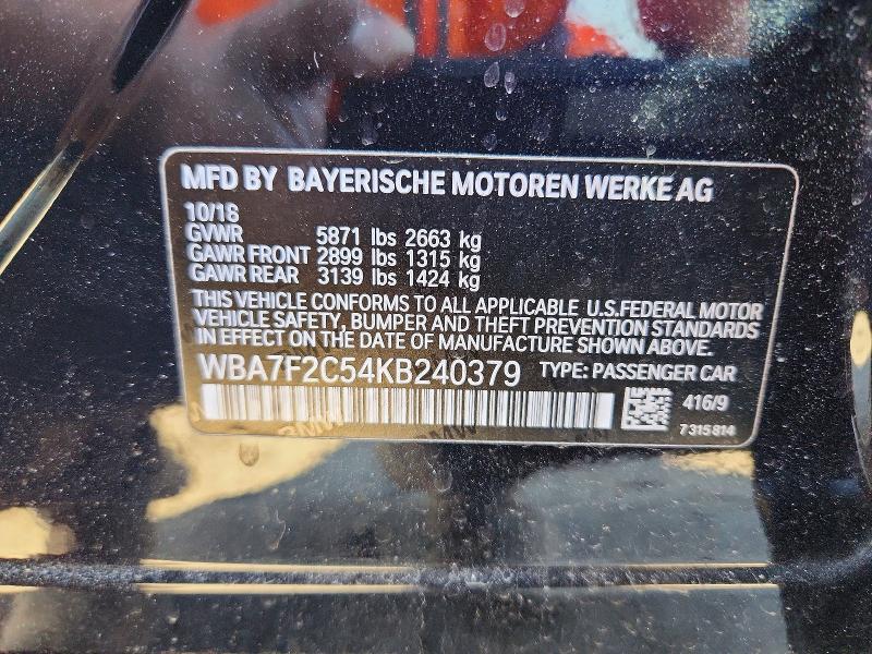 Aukcja sprzedaży 2019 Bmw 750, vin: WBA7F2C54KB240379, numer aukcji: 57941436
