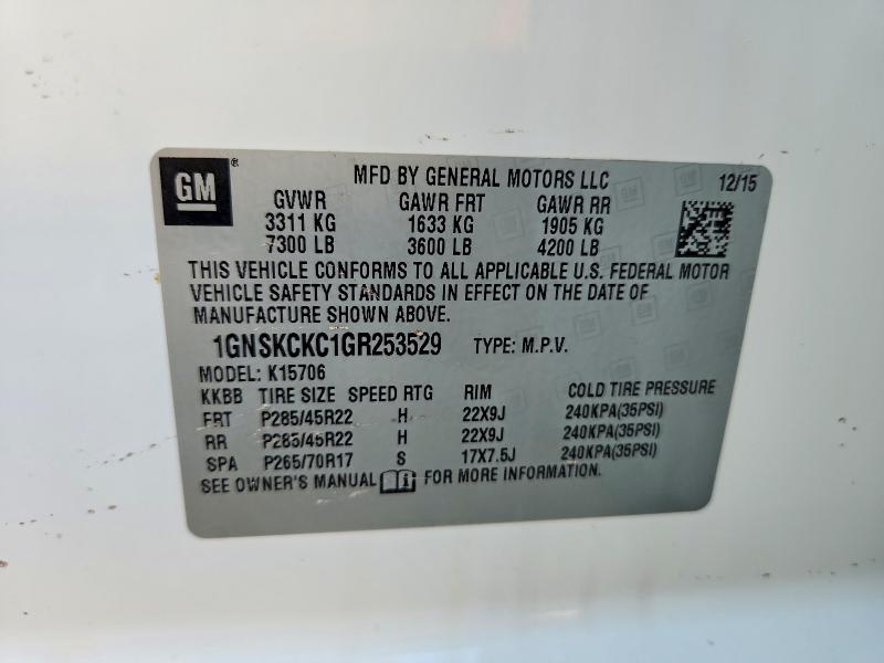57033476 :رقم المزاد ، 1GNSKCKC1GR253529 vin ، 2016 Chevrolet Tahoe مزاد بيع
