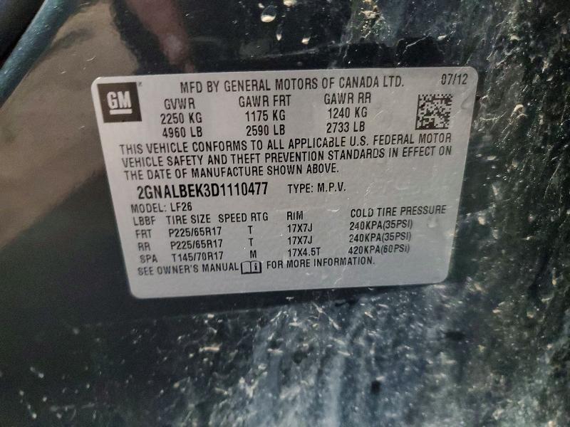 2013 Chevrolet Equinox მანქანა იყიდება აუქციონზე, vin: 2GNALBEK3D1110477, აუქციონის ნომერი: 55471696