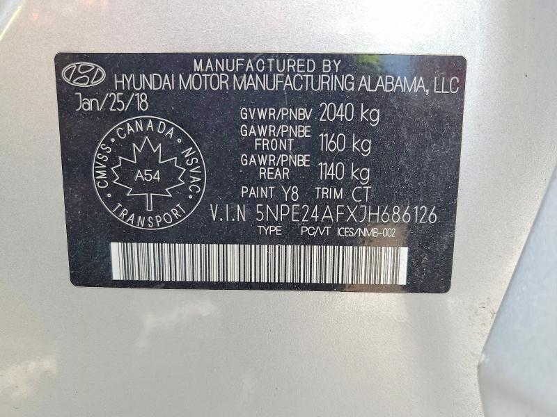 Продаж на аукціоні авто 2018 Hyundai Sonata, vin: 5NPE24AFXJH686126, номер лоту: 57334216