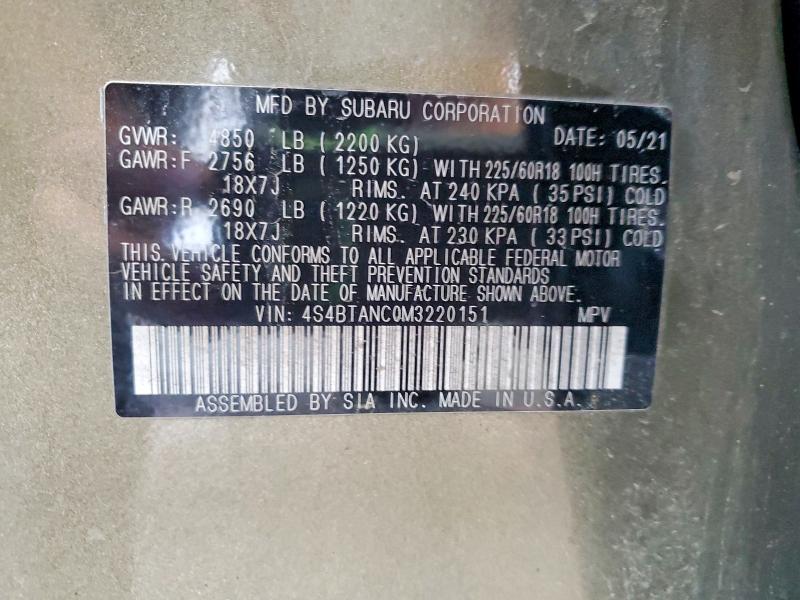 Продажа на аукционе авто 2021 Subaru Outback, vin: 4S4BTANC0M3220151, номер лота: 57370416