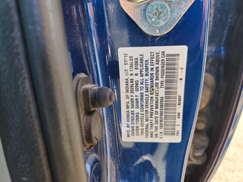 Продажа на аукционе авто 2012 Honda Civic, vin: 19XFB2F88CE082004, номер лота: 56183946
