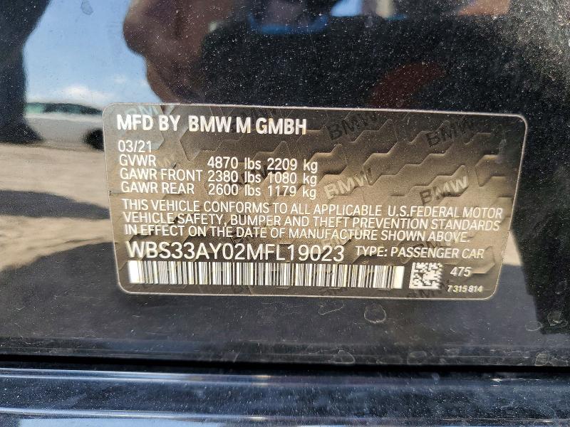 Aukcja sprzedaży 2021 Bmw M3, vin: WBS33AY02MFL19023, numer aukcji: 58342196