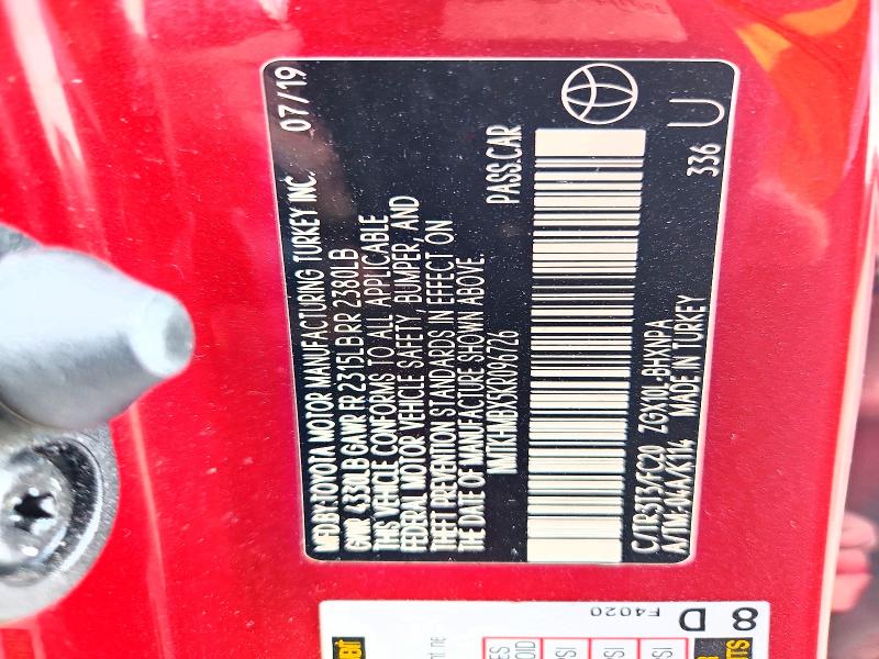 2019 Toyota C-hr მანქანა იყიდება აუქციონზე, vin: NMTKHMBX5KR096726, აუქციონის ნომერი: 55805016