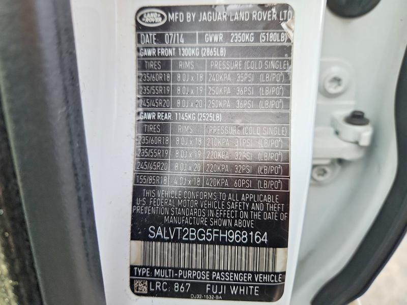 Продажа на аукционе авто 2015 Land Rover Range Rover Evoque, vin: SALVT2BG5FH968164, номер лота: 76294595