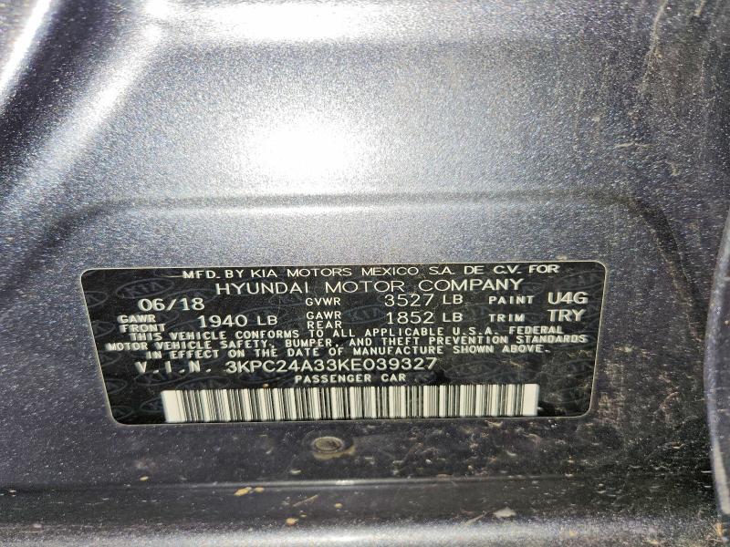 2019 Hyundai Accent მანქანა იყიდება აუქციონზე, vin: 3KPC24A33KE039327, აუქციონის ნომერი: 56503446