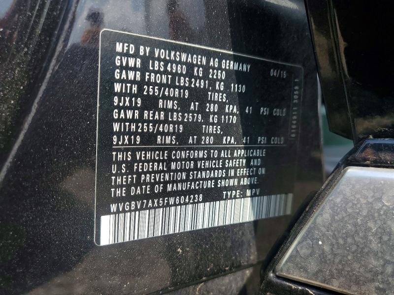 Продажа на аукционе авто 2015 Volkswagen Tiguan, vin: WVGBV7AX5FW604238, номер лота: 57254866